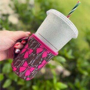 Pink Bow Insulated Cup Sleeve